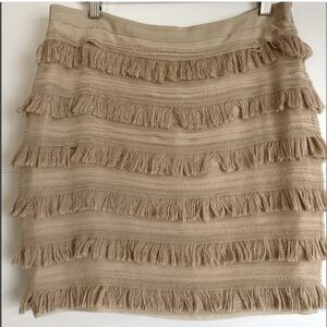 Tory Burch Tan Taupe Fringed Skirt-Size 8